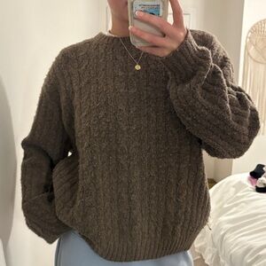 Hollister Brown Cable Knit Sweater